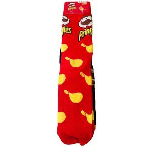 PRINGLES Men's Crew Socks Size Medium 6-10 Red Black Set of 2